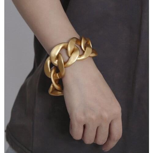 SRCOI Big Matte Gold Color Metal Chain Bracelet 2020 New Exaggerated Hip Hop Casual Fashionable Punk Thick Chunky Bracelet Party