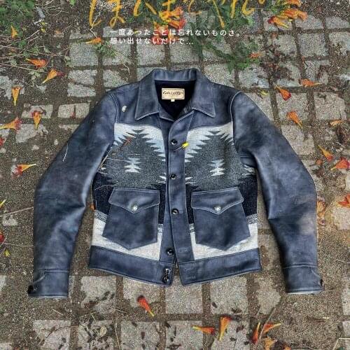 CD477 Cidu Read Description! Super Quality Coat Genuine Italian Cow Leather Outerwear Cowhide Stylish Navajo Jacket