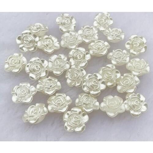 DIY 50pcs 12mm FlatBack Resin ABS Rose Flower (with hole) Cabochon DIY Scrapbooking Craft/Wedding Decoration S47