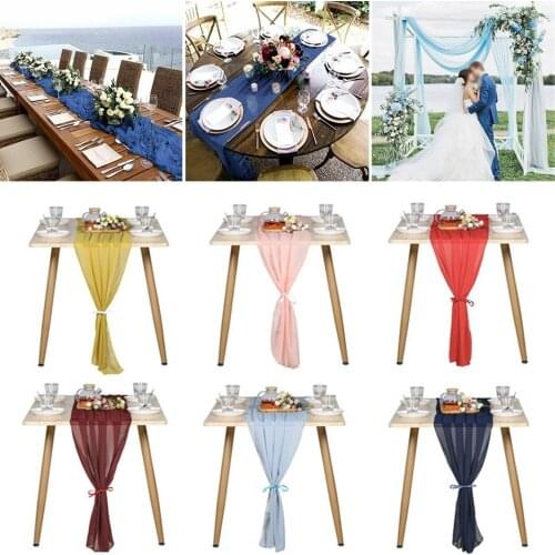 Home Decor Banquet European Style With Ribbons Table Runner Modern Soft Chiffon Ribbons For Hotel Restaurant Wedding Parties