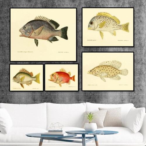 Home Decoration Print Canvas Wall Art Picture Poster Paintings Horizontal Rectangle Realistic fish spectrum Sea Fish