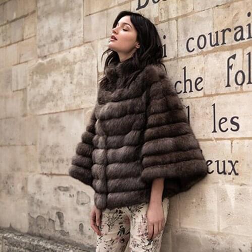 Ftangaiur 2019 Winter Women Russian Sable Gypsophila Mink Coat Three Quarter Loss Custom-Made Womens luxury Real Mink Fur Coats