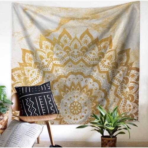 Mandala Tapestry Bohemian Mandala Tapestry Gray Marble Boho Gold Blue Blanket Hanging Rug Mattress Indian Beach Throw Wall R5D4
