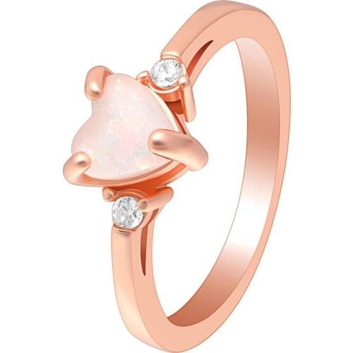 Hainon Stylish Heart Shape Finger Rings Pink Opal Rings For Elegant Women 2018 New Design Silver Color Filled Jewelry For Party