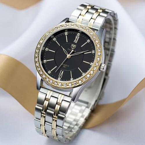Good quality young girls luxury Small stone quartz watch for Womens fashion watch with steel wristband for Dropshipping