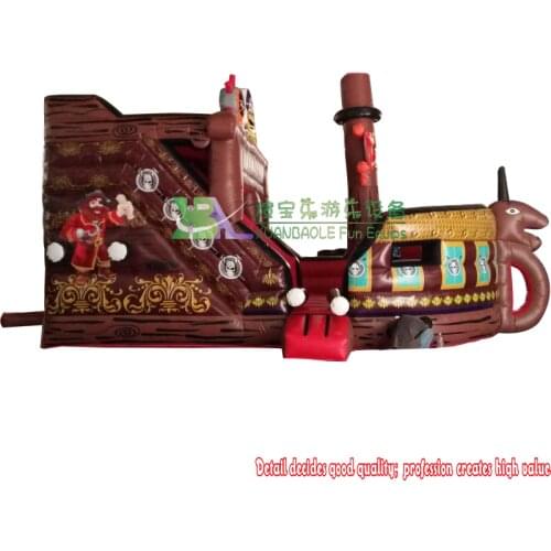 KK Factory giant inflatable pirate ship dry slide,Children funny park bouncy castles with slide combo