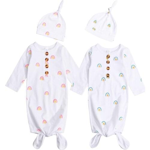 0-6 Months Newborn Baby Sleeping Bag Set 2022 Summer Baby Boys Sleeping Sack Rainbow Printing Long Sleeve Girls Sleeping Bags