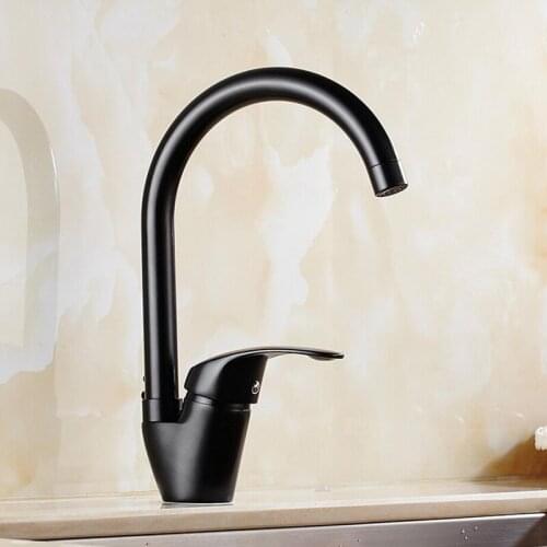 Kitchen Faucet 360 Rotate Black/White Brass Mixer Faucet for Kitchen Rubber Design Hot and Cold Deck Mounted Crane for Sinks