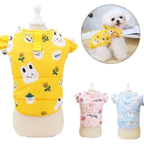 Cartoon Print Dog Jacket Fleece Pet Clothing for Small Medium Dogs Shih Tzu Chihuahua Puppy Warm Winter Cat Clothes Coat Outfit
