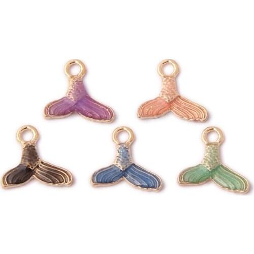 20pcs/lot Cartoon Animals Enamel Charms Cute Whale Tail Metal Pendants Handmade Finding For DIY Jewelry Accessory