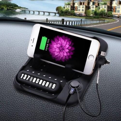 CHIZIYO 3 In 1 Multi-functional Magnetic Charge Silicone Anti-Slip Mat Car Navigation Mobile Phone USB Charger With Parking Card