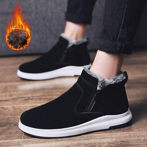 Bjakin Suede Men Running Shoes Winter Plush Keep Warm Snow Boot With Fur Sneakers Gym Man Non-slip Comfortable Athletic Trainers