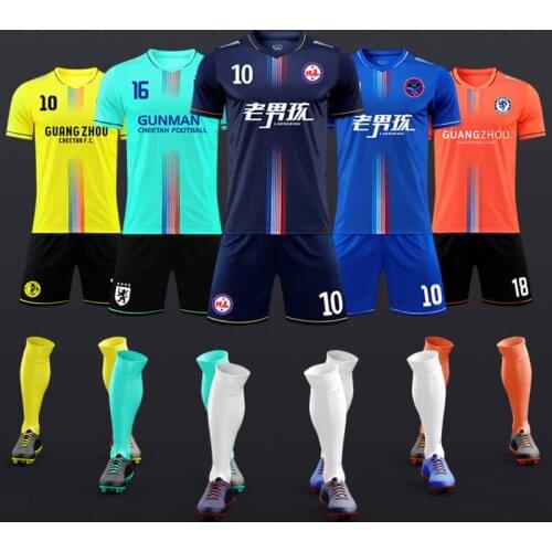 2021 New Arival Men Kids College Football Uniforms Children Football Sets Athlete Club Team Soccer Kits Youth Futebol Clothes