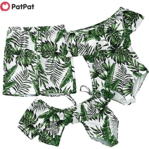 PatPat 2021 New Arrival Summer Full of Leaves Family Matching Swimsuit