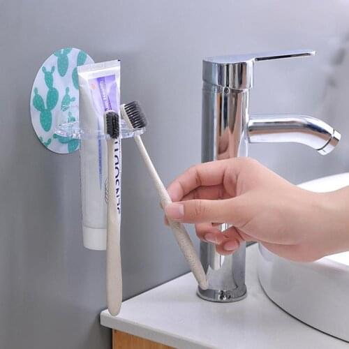 New wall-mounted toothbrush holder tray-type multi-card slot wall-mounted storage box household bathroom storage storage rack