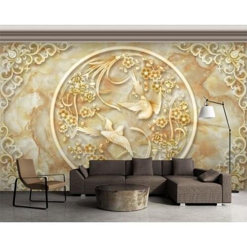 Beibehang Custom wallpaper embossed stone craft wing than fly marble TV background living room room wall painting 3d wallpaper
