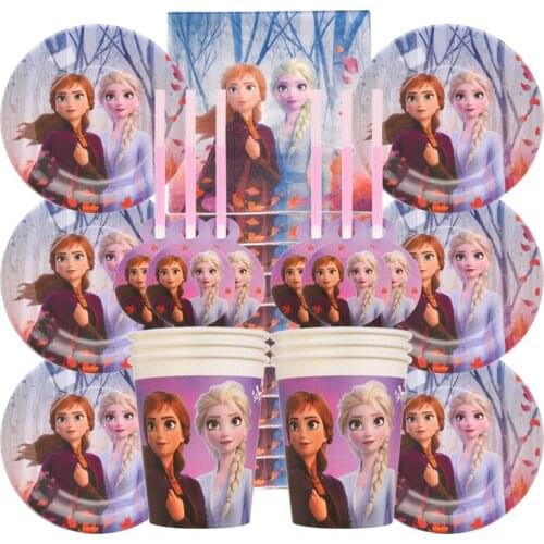 48pcs/lot Disney Frozen Anna Elsa princess 2 Party Disposable Tableware paper straw for Girls Birthday Party Decoration Supplies