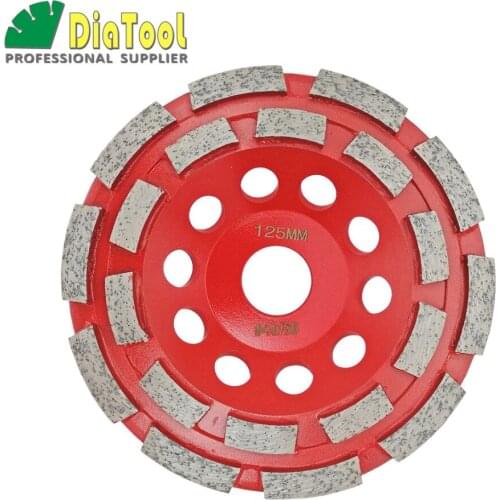 DIATOOL Diameter 5"/125mm Professional Diamond Double Row Grinding Cup Wheel For Concrete, Bore 22.23mm