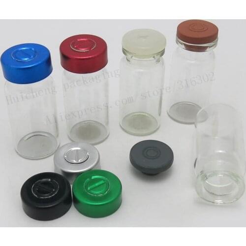 8ml Clear Empty Sealed Sterile Serum Glass Vials with Aluminum Cap Butyl Silicone Seals 8cc Clear Injection Vials