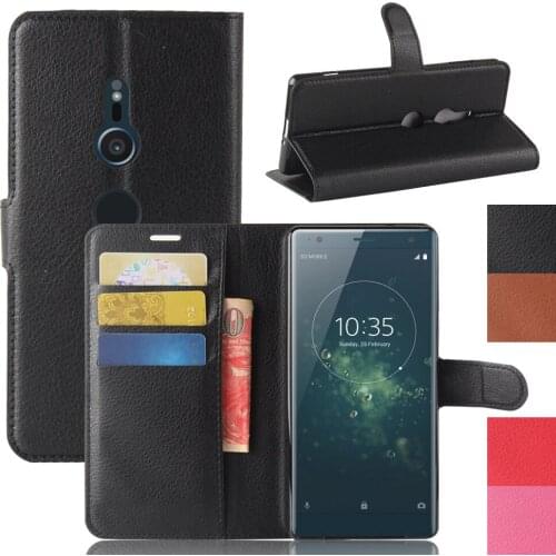 Luxury PU Leather Wallet Flip Case With Card Holder Stand Cover For Sony Xperia XZ2 H8216 H8266 H8296 / XZ2 Compact H8314 H8324