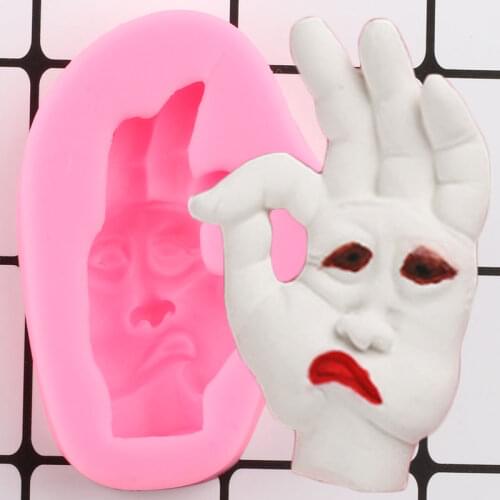 Halloween Hand Face Silicone Molds Cupcake Topper Fondant Cake Decorating Tools Soap Resin Clay Candy Chocolate Gumpaste Moulds