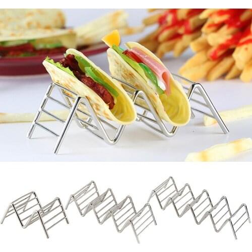 Display Stand For Pizza Stainless Steel Taco Rack Taco Holder Durable Wave Handbags Mexican Food Rack Kitchen Tools Restaurant