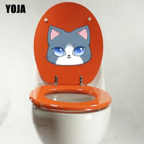 YOJA 24.8*19CM Cartoon Animal Cat Head Bedroom Home Decor Wall Sticker Toilet Decal T3-0443