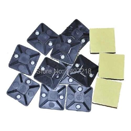 Whole sale 100PCS/Lot 25mm*25mm White Self Adhesive Cable Clips Cable Drop Wire Holder, used with cable ties Free Shipping