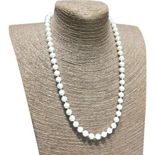60cm 24inch Women Jewelry necklace 8mm white round natural south sea shell pearl handmade gift