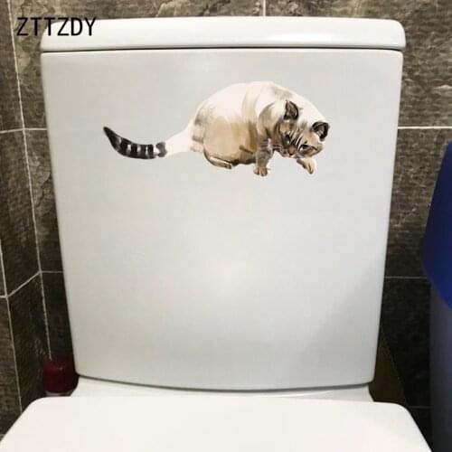 ZTTZDY 24.2*10.2CM Pet Cat Catamount WC Toilet Sticker Bathroom Decor Wall Decal T3-0237
