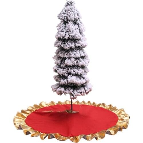 1Pc Christmas Tree Skirt Golden Edge Ornament 90x90cm Red Tree Skirt Christmas Tree Decorations New Year Home Decor Christmas