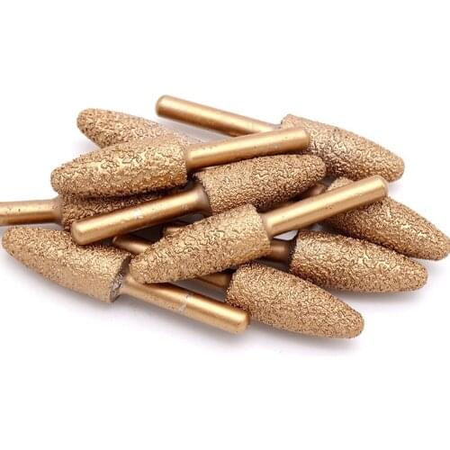 1PCS Universal 6MM Shank Bullet Vacuum Brazed Diamond Burrs Alloy Grinding Head 60MM Power Tool Accessories Big Deal