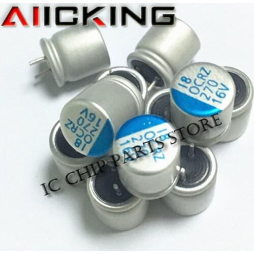 10PCS 16V270UF 8X9MM Motherboard Solid Polymer Capacitor psf 270UF 16V CHEMI-CON Aluminum shell electrolysis