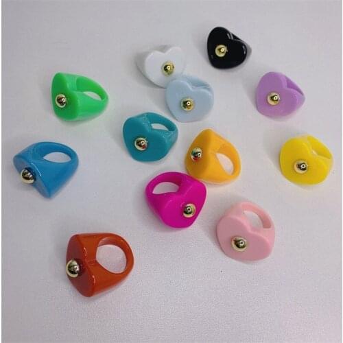 10 pieces inner size17mm mixcolor Resin Ring Cute finger Rings For Women girls Jewelry europe fashion trendy 2021 new wholesale