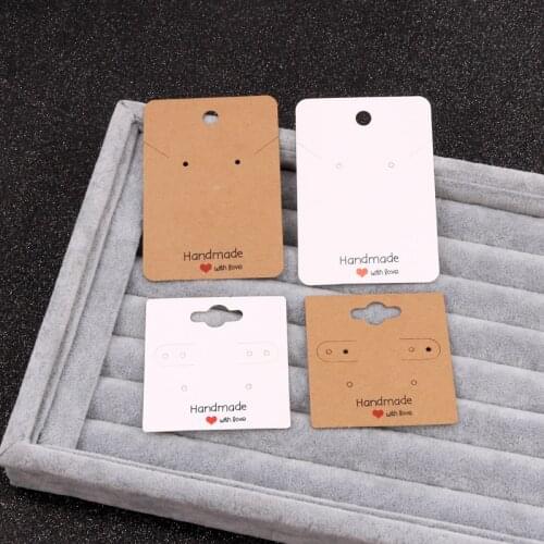 100pcs/lot Paper Earring Cards 5x5 5x7cm Kraft Jewelry Necklace Card Nice Jewelry Earrings Ear Studs Display Packaging Cards