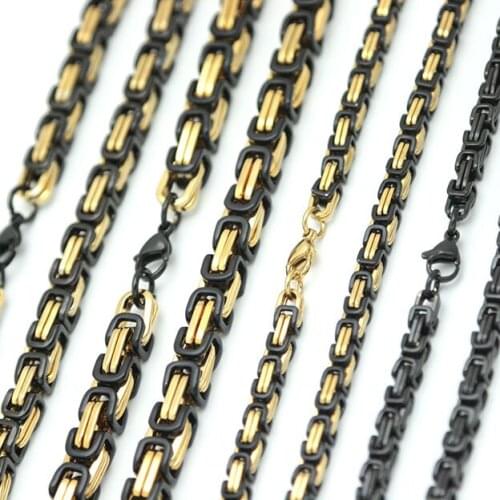 2.5mm 4mm 5mm 7mm 8mm Men Chain Silver black Gold Tone 316 Stainless Steel 22inch Byzantine Box Link Necklace chain