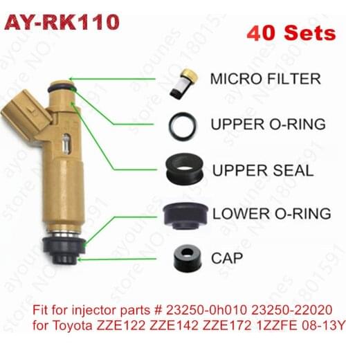 40sets fuel injector repair kits for Toyota Corolla Avensis Celica RAV4 ZZE1222 ZZE142 ZZE172 1ZZFE 08-13 Engines (AY-RK110 )