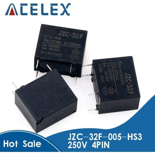 5PCS Power relays HF32F JZC-32F-005-HS3 JZC-32F-012-HS3 JZC-32F-024-HS3 5A 250VAC 4PIN