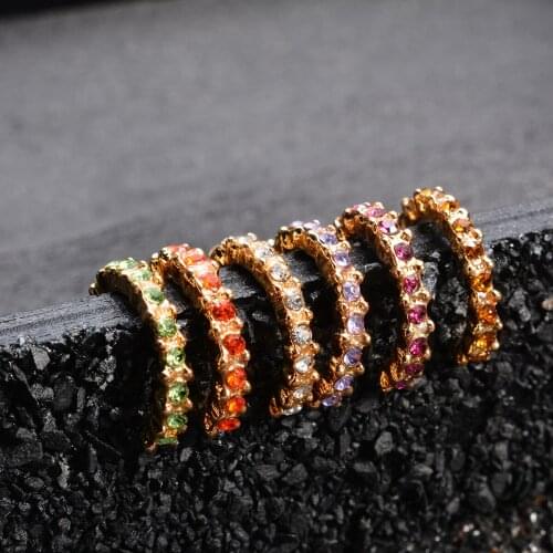 6 pcs Women Trendy Small Round Ear Cuff Colorful Crystal Rhinestone Clip Earrings Without Piercing Fashion Cartilage Ear Jewelry
