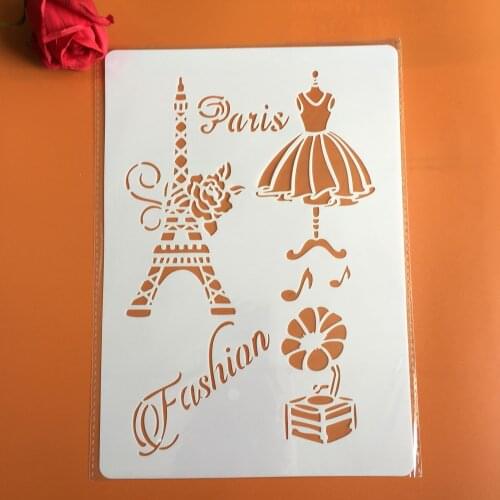 A4 29 * 21cm Dress Iron tower DIY Stencils Wall Painting Scrapbook Coloring Embossing Album Decorative Paper Card Template