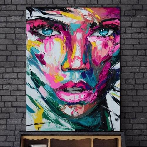 Abstract Colorful Girl Face Canvas Paintings Posters And Prints Modern African Girl Wall Art Pictures Home Wall Decor Cuadros