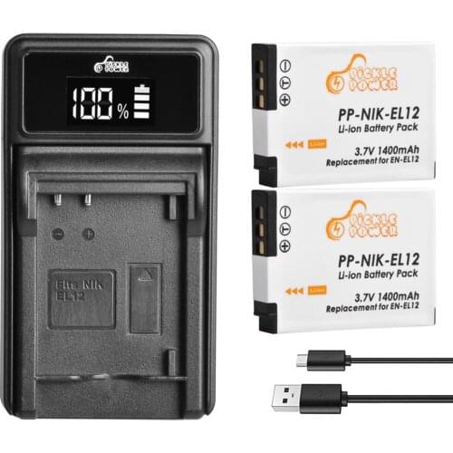 1400mAh EN-EL12 ENEL12 EN EL12 Battery and LED Charger Set for Nikon Camera Coolpix S9900 S9700 AW120 S9500 AW110 S70