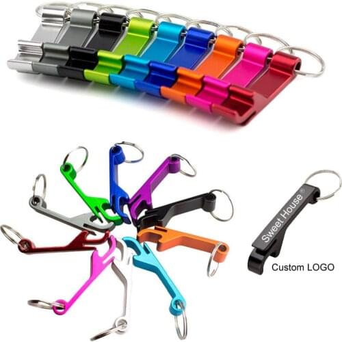 8 Colors Aluminum beer Bottle Opener Keychain 4 in 1 Pocket Beer Bottle Personalized Logo Wedding Favor Gifts