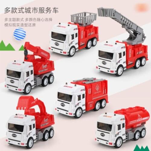Large construction truck toy set childrens fire-fighting mixer crane digging bulldozer excavator boy various cars for baby kids