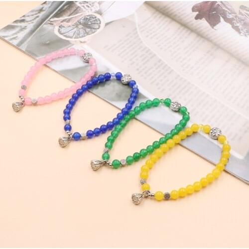 Handmade Bracelet Natural Stone Jades Crystal Opal Labradorite Lotus Bead Bracelets Bangle Wristband for Women Yoga Jewelry B369