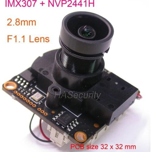 F1.1 / 2.8mm Lens AHD-H (1080P) / CVBS(D1) 1/2.8" STARVIS IMX307 CMOS + NVP2441 CCTV camera module PCB board +OSD cable +IRC