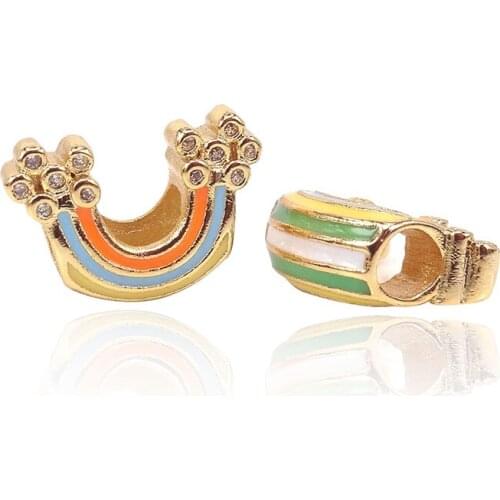 2019 Spring Collection Colouful Enamel Rainbow Dangle Charms Beads Fits Original Pandora Charm Bracelet Cute DIY Jewelry Making