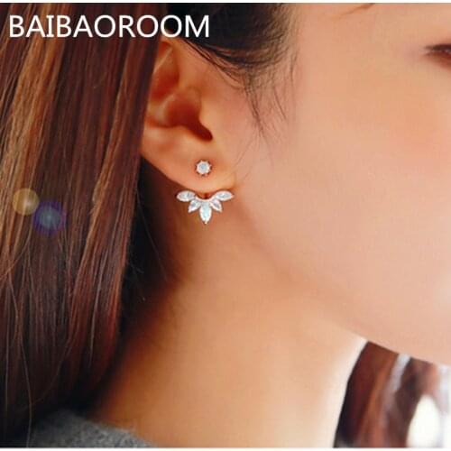24pairs Korean Gold and Silver Plated Leave Crystal Stud Earrings Fashion Statement Jewelry Earrings for Women