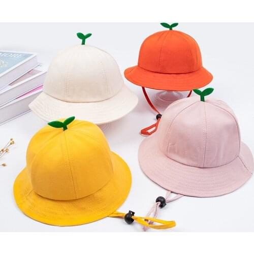 Summer cute little straw hat baby hat breathable cotton boy and girl bucket hat solid color baby toddler sunscreen beach hat