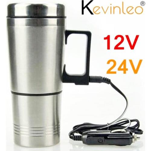 300ml 24v Water Heater Car Heating Cup Stainless Steel Auto Kettle Travel Coffee Tea Heated Mug Motor Cigarette Lighter Plug
